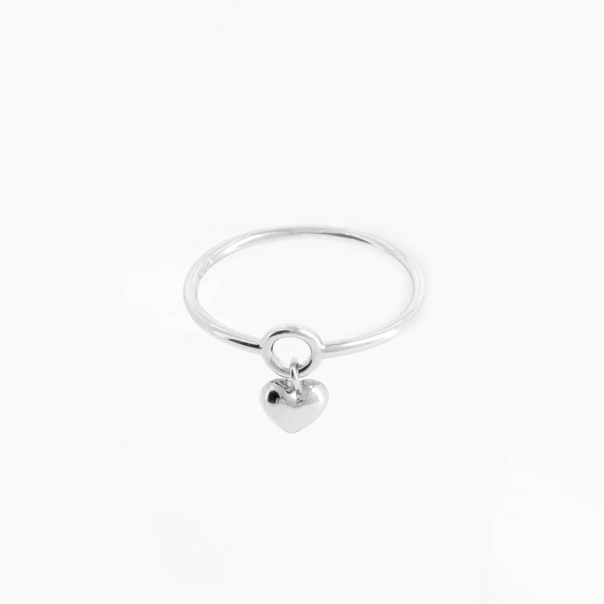 Bague coeur argent de face