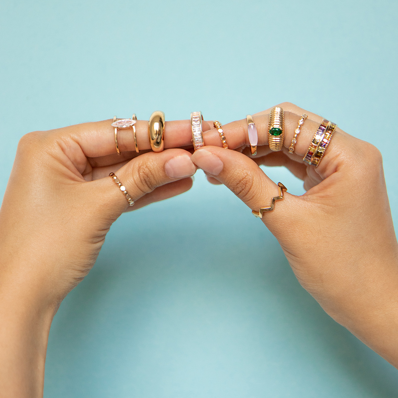bague zig zag portée
