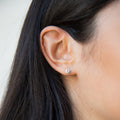 Boucles d'oreilles en argent rhodié et oxydes de zirconium vue portée