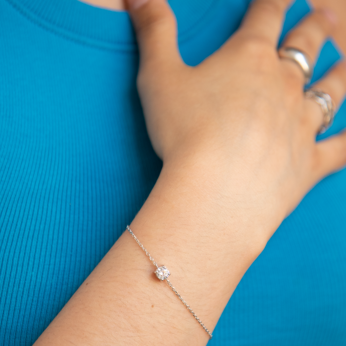 bracelet argent zirconium vue portée