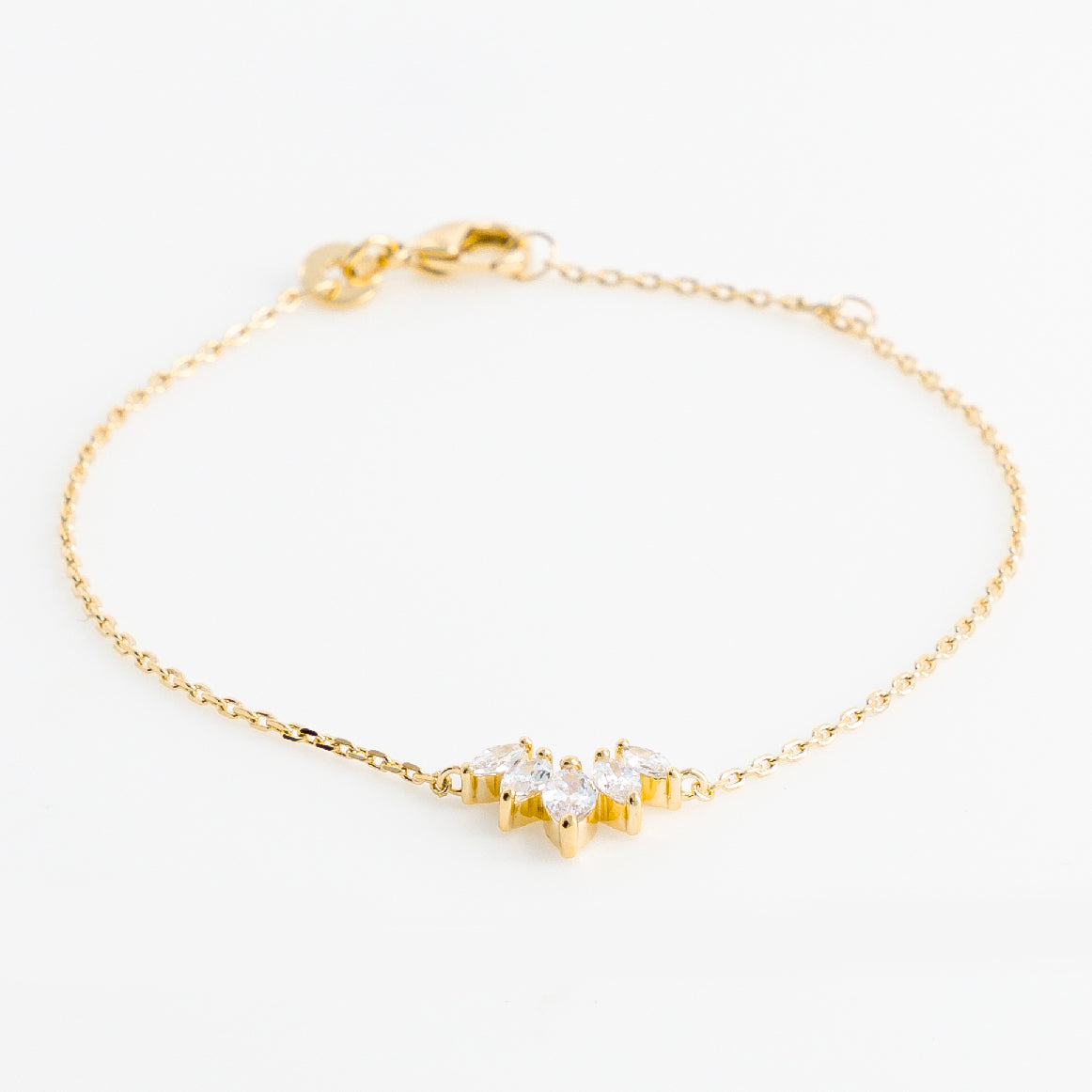 Bracelet plaque or et zirconium
